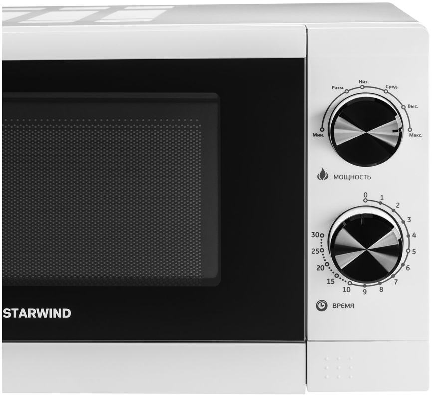 Микроволновая печь - СВЧ Starwind SMW4020, 20 л, 700 Вт, белый фото 4